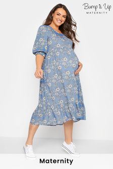 Bump It Up Maternity Floral Tiered Smock Dress