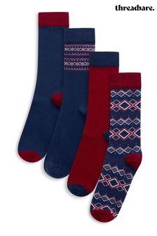 Threadbare 4 Pack Cotton Rich Festive Socks