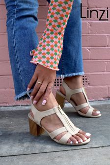 Linzi Clover Stacked Block Heeled Sandal With Zip Up Fastening