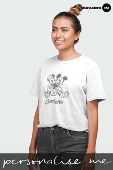 Personalised Mickey and Minnie Lean On Me Women's Boyfriend Fit T-Shirt by Brands In (P79483) | £25