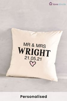 Personalised Mr & Mrs Cushion by Loveabode (P79616) | £20