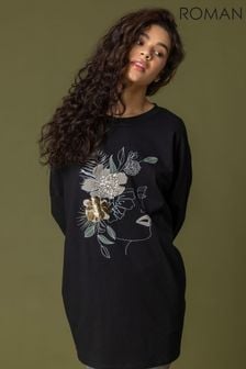 Roman Abstract Floral Print Sweat Top