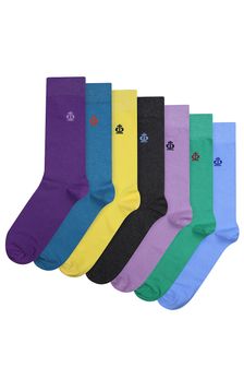 Jeff Banks 7PK Block Colour Socks