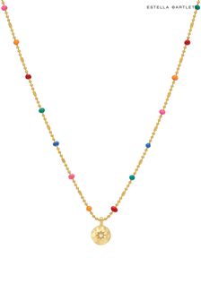 Estella Bartlett CZ Pendant Rainbow Beaded Necklace