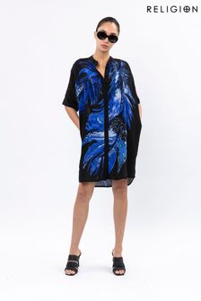 Religion Jade Tunic dress in a selection of hand painted floral and animal prints made from vegan silk
