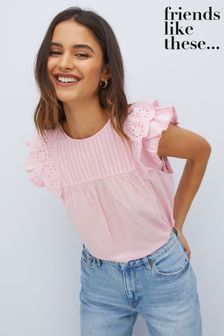Friends Like These Pin Tuck Frill Sleeve Blouse