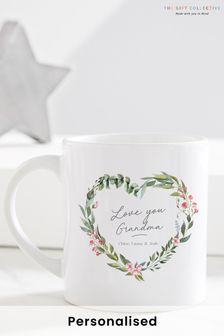 Personalised Floral Heart Mug by The Gift Collective