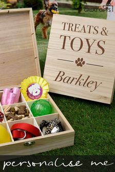 Personalised Pet Treats and Toys Wooden Box by Great Gifts