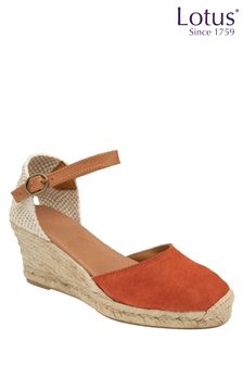 Lotus Footwear Suede Round-Toe Ankle Strap Wedge Shoes