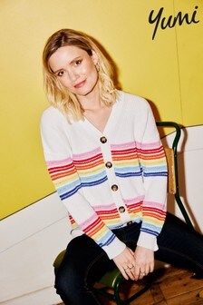 Yumi Rainbow Stripe Knitted Relaxed Cardigan