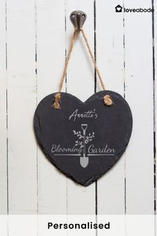Personalised Blooming Garden Hanging Slate Heart by Loveabode