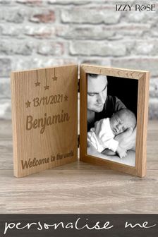 Personalised New Born Engraved Wooden Photo  Frame by Izzy Rose
