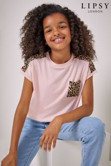Lipsy Blush Pink Leopard Pocket T-shirt (P87387) | £10 - £16