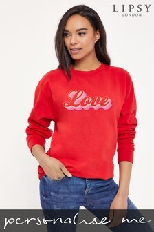 Personalised Lipsy Love Text Retro Graphic Women's Sweatshirt
