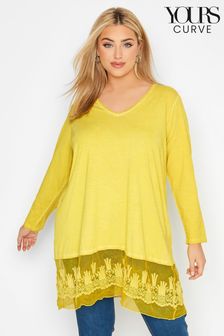 Yours Curve V-Neck Top With Lace Trim