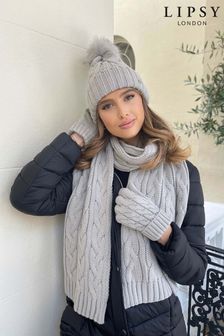 Lipsy Grey Cosy Cable Knit Scarf (P88491) | £18