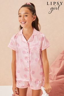 Lipsy Pink Spot Satin Pyjama Set (P88777) | £19 - £25
