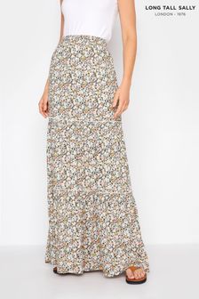 Long Tall Sally Neutral Floral Print Tiered Maxi Skirt (P88916) | £35