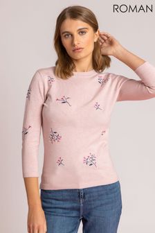 Roman Floral Embroidered Crew Neck Jumper