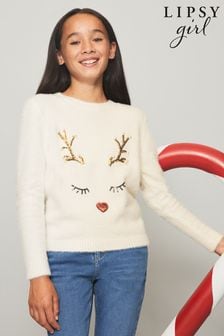 Lipsy Cream Reindeer Christmas Jumper (P89853) | £23 - £29