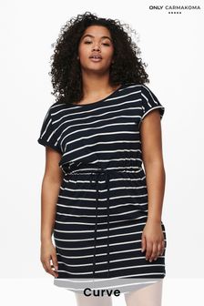 ONLY Curve Navy Jersey Printed T-Shirt Dress (P90104) | £15