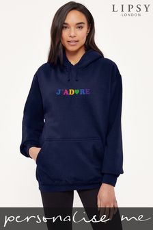 Lipsy J'Adore  French Slogan Womens Hooded Sweatshirt
