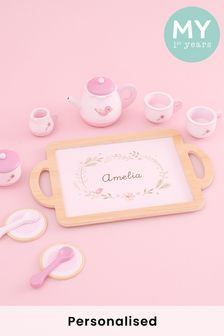 Personalised Pink Wooden Tea Set Toy by My 1st Years (P90897) | £32