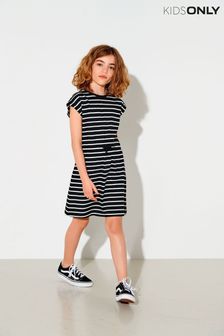 ONLY KIDS Black Girls Jersey Striped Dress (P91035) | £10