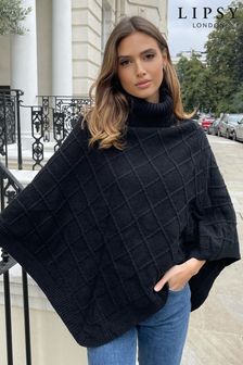 Womens Clothing Jumpers and knitwear Ponchos and poncho dresses Ferragamo Wool Poncho in Navy Blue Blue 