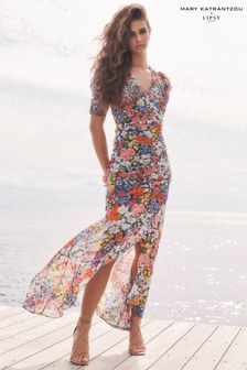 Mary Katrantzou x Lipsy Black Ditsy Ruched Maxi Dress (P92180) | £58