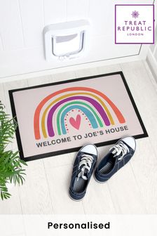 Personalised Bright Rainbow Indoor Doormat by Treat Republic