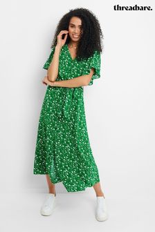 Threadbare Green Floral Print Button Down Midi Dress (P92794) | £36