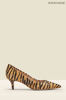 Sosandar Geri Tiger Print Leather Mid Heel Shoe