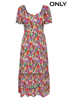 ONLY Square Neck Floral Maxi Dress