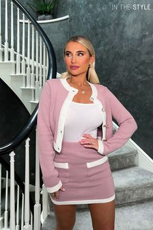 In The Style Billie Faiers Knitted Contrast Crop Cardigan