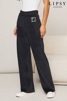Lipsy Black Velour Wide Leg Jogger (P94584) | £24