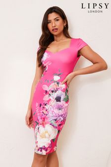Lipsy Pink Scuba Sweetheart Cap Sleeve Dress (P94810) | £38