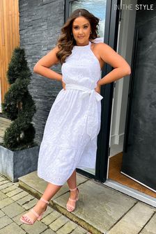 In The Style Jac Jossa Broderie Anglaise Halterneck Midi Dress