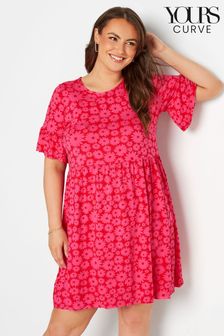 Yours Curve Pink Smock Floral Tunic Dress (P99544) | £22