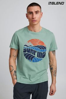 Blend 4 Colour Print T-Shirt With Retro Surf Print