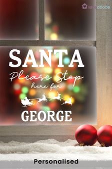 Personalised Santa Stop Here Vinyl Window Sticker by Loveabode