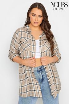 Yours Curve Longline Check Shirt
