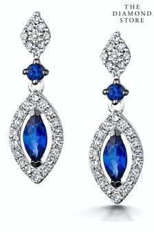The Diamond Store Blue Stellato Collection Sapphire and Diamond Earrings 0.18ct 9K White Gold (Q01982) | £535