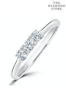 The Diamond Store Lab Diamond 3 Stone Trilogy Ring 0.25ct H/Si Set in 9K White Gold