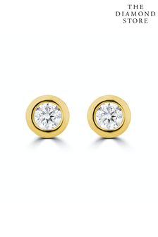 The Diamond Store 0.10ct Lab Diamond Rub Over Stud Earrings in 9K Gold - 4mm