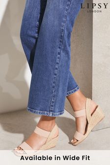 Lipsy Nude Pink Regular Fit Elastic Low Wedge Sandal (Q03241) | £33