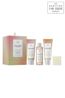 Scottish Fine Soaps Calluna Botanicals Luxurious Gift Set 3x75ml Tubes, 1x40g Soap, Drum