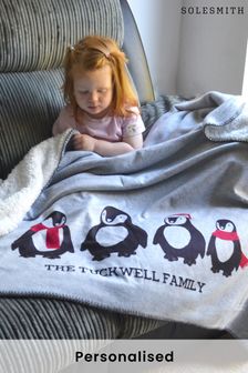 Personalised Penguin Family Blanket by Solesmith