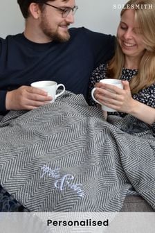 Personalised Couples Embroidered Blanket by Solesmith