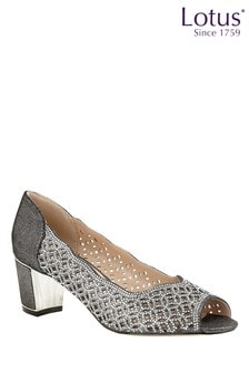 Lotus Footwear Pewter and Diamante Open-Toe Shoes